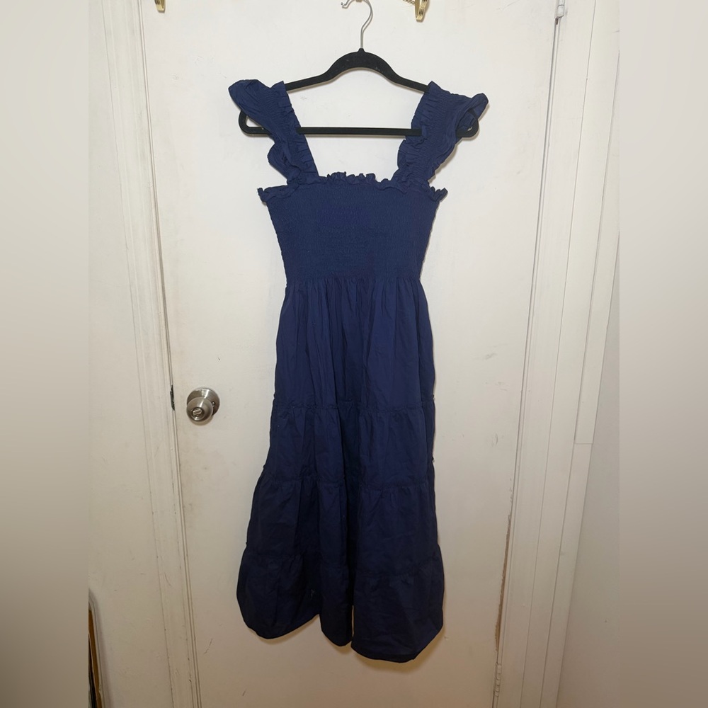 Hill House Navy Blue Smocked Midi Dress